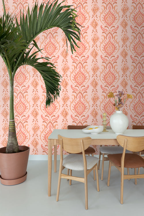 ESTAhome behang ornamenten roze en oranje - 50 x 900 cm - 131695