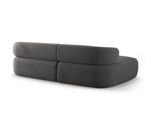 Micadoni linker hoekbank Jenny 5-zits, flueel donkergrijs - 145x225x73cm