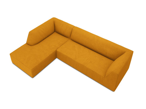 Micadoni linker hoekbank Ruby 4-zits, ribfluwelen, geel - 180x273x69cm