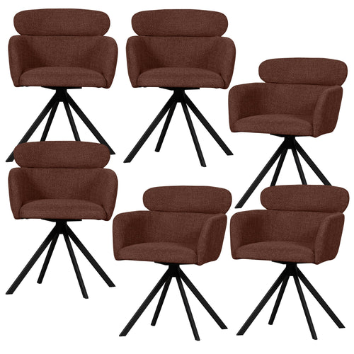 WOOOD eetkamerstoelen Fenne - Polyester - Chestnut - Set van 6 - vtwonen shop