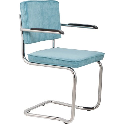 Zuiver Ridge Rib Kink Eetkamerstoelen met armleuning Blauw - Set van 2 - vtwonen shop