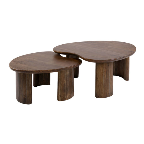Giga Meubel Salontafel Central - Bruin Hout - Set Van 2 - 99x76x42cm