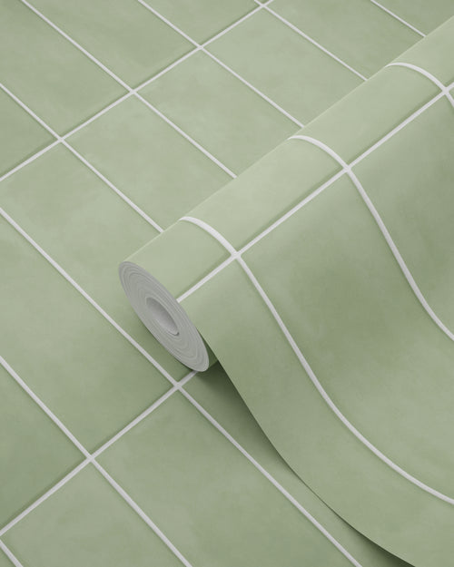 ESTAhome behang tegelmotief groen - 50 x 900 cm - 131540 - vtwonen shop