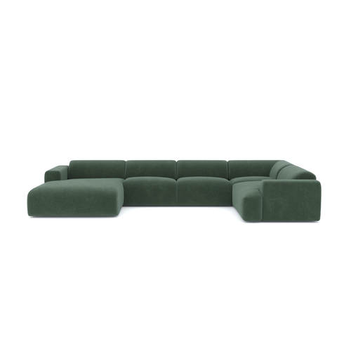 Sia Home - Grote panoramische U-bank MYRA - Fluweel met structuur - Smaragdgroen - 354cm - vtwonen shop