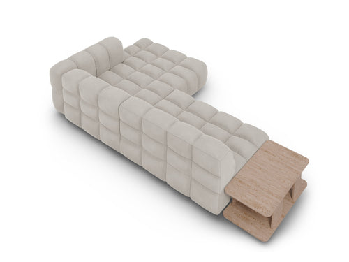 Cosmopolitan Design Modulaire hoekbank rechts Sky 4-zits, flueel, lichtbeige - 162x297x70cm