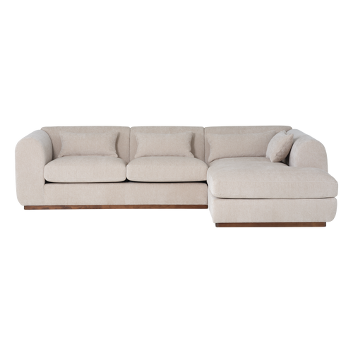 WOOOD hoekbank rechts Brenvo - Structure Velvet - Zand - 73x306x178