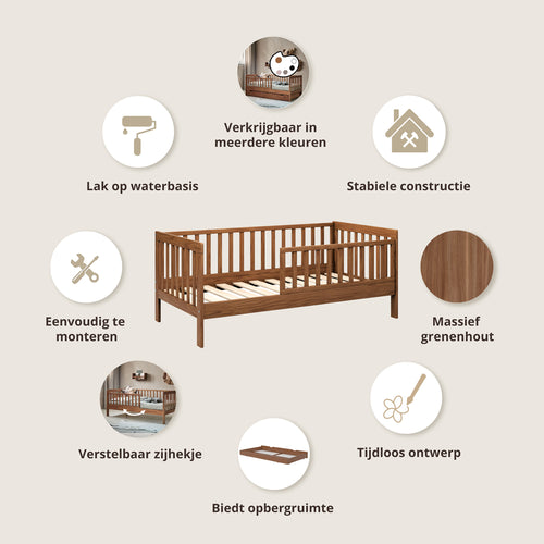 Petite Amélie Peuterbed Plume – 70x140 cm – Walnoot