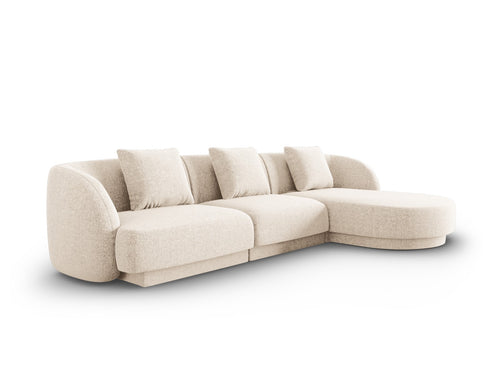 Cosmopolitan Design rechter hoekbank Tulum 4-zits, chenille, lichtbeige - 156x255x70cm