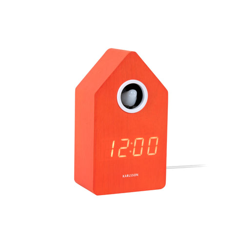 Karlsson wekker Cuckoo LED - oranje - Ø9cm