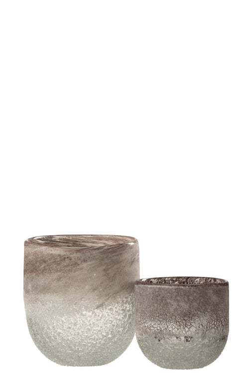 J-Line windlicht Scavo - glas - grijs - large