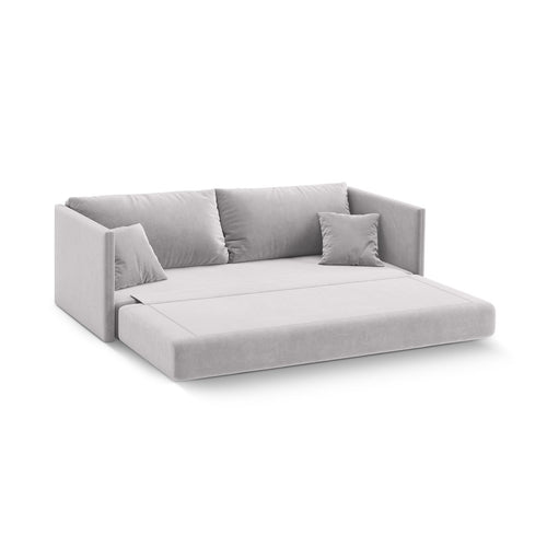 Cosmopolitan Design - Converteerbare bank Shannon 3-zits, flueel lichtgrijs - 94x209x87cm