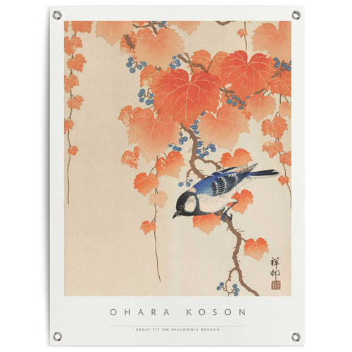 Reinders tuinposter Ohara Koson - Great tit - 80x60cm