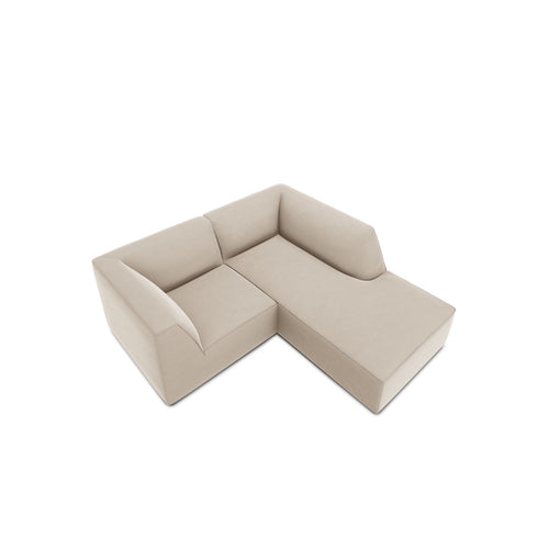 Cosmopolitan Design - Modulaire hoekbank rechts Siena 3-zits, flueel beige - 180x186x69cm