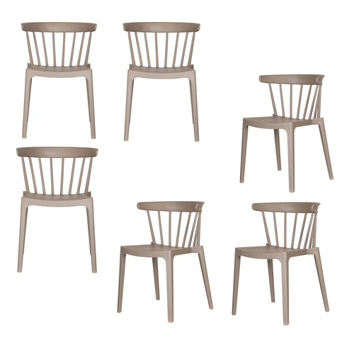 WOOOD tuinstoelen Bliss - Kunststof - Taupe - Set van 6