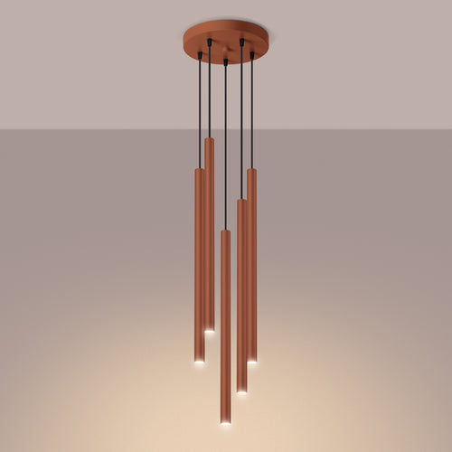 Sollux Lighting Hanglamp PASTELO 5P rood oker - 25x25x104cm