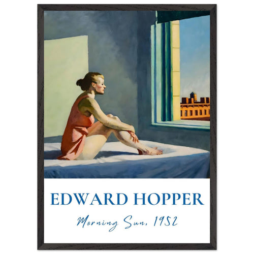 Artfulprints Poster met Lijst Edward Hopper - Morning sun   - 50x70 cm - Blauw