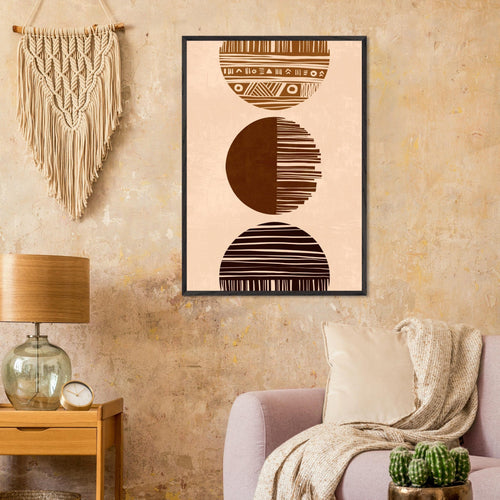 Artfulprints Poster Boho – Sun phases   - 30x40 cm - Bruin