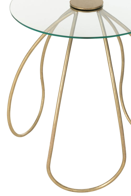 J-Line tafel Rond - metaal/glas - goud - 2 stuks