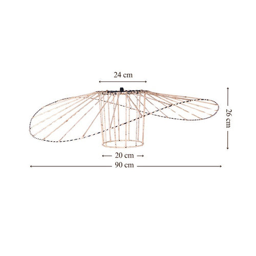 Design Rotan Hanglamp Ø90 cm – Unieke Handgemaakte Plafondlamp van Rotan & Touw – Grote Eyecatcher voor Horeca, Eettafel of Loft – Bohemian en Indu...