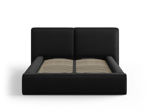 Micadoni Opbergbed met hoofdeinde Jodie 140x200cm, structurele stof, zwart - 228x194x108cm