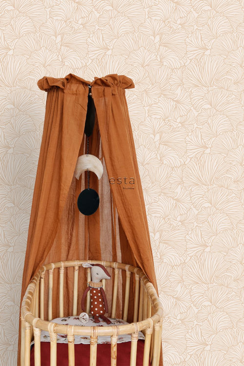 ESTAhome behang ginkgo bladeren zand beige en licht terracotta - 53 cm x 10.05 m - 139488