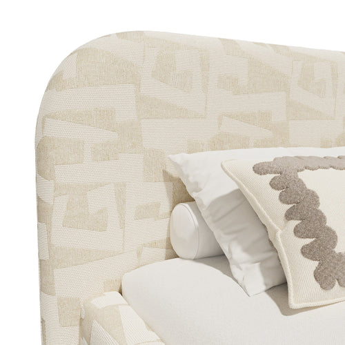 Premium Interiors - Bed met opbergruimte 160 x 200 cm LOVE - stof met textuur en patroon  ecru 198cm