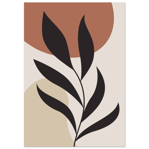 Artfulprints Poster met Lijst Boho - Abstract leaf   - 70x100 cm - Terracotta