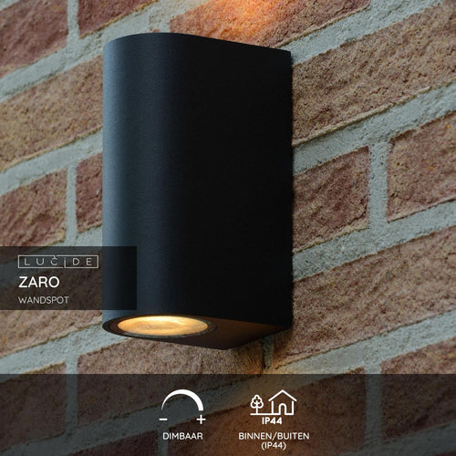 Lucide wandspot ZARO - 2xGU10 - Zwart - vtwonen shop