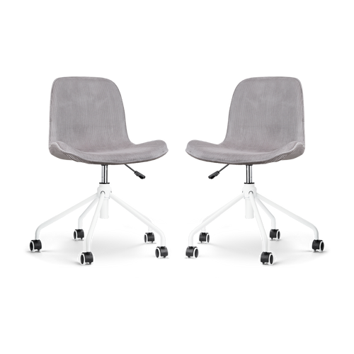 Nolon Nout-Fé Bureaustoelen Set van 2 - Rib Crème - Zwart Onderstel