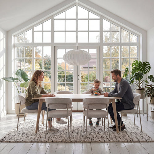 Furnhouse eetkamerstoel Diana - Beige - Stof (Bouclé) - Set van 2