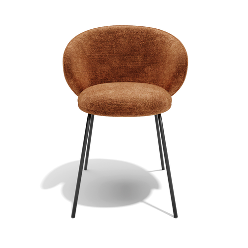 Sia Home - Eetkamerstoel LUNA - Fluweel met structuur - Terracotta - 53.5cm - vtwonen shop