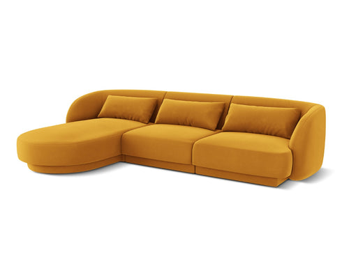 Cosmopolitan Design linker hoekbank Tulum 4-zits, flueel, geel - 156x255x70cm