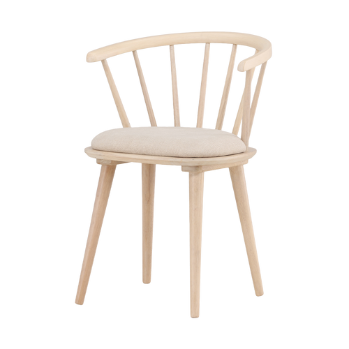 Nest living Paco Houten Eetkamerstoel Vast Zitkussen - whitewash - vtwonen shop