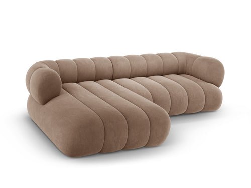 Cosmopolitan Design linker hoekbank Koge 5-zits, flueel donkerbeige - 165x270x70cm