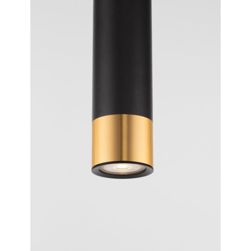 Nova Luce PICTO Hoge, slanke hanglamp voor aan het plafond, zandkleurig zwart, goudkleurige GU10 fitting, 1x10W