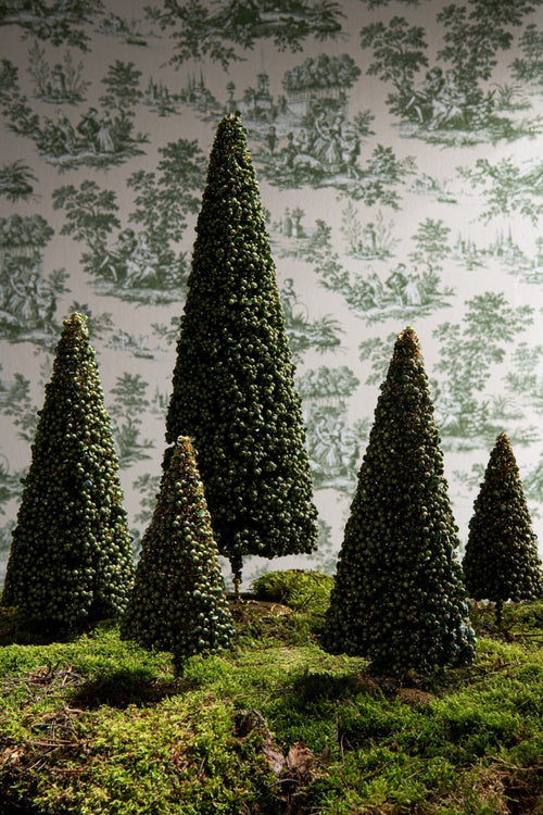 J-Line Boom met bessen - synthetisch - mosgroen - extra small - set van 2