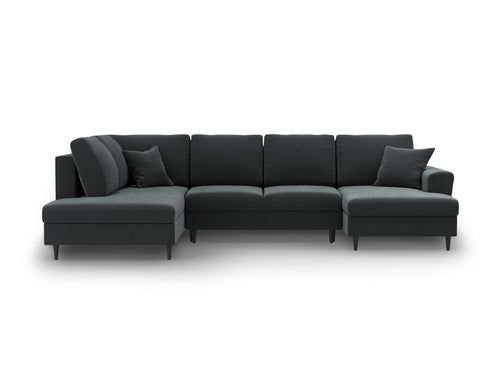 Cosmopolitan Design Links panoramische slaapbank met opbergdoos Kyoto 7-zits, flueel donkergrijs - 194x313x88cm