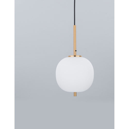 Merano Cornwall 18.5cm Globe Hanglamp Plafondlamp Opaal Glas Antiek Messing Metaal Zwart Stof Draad LED E14