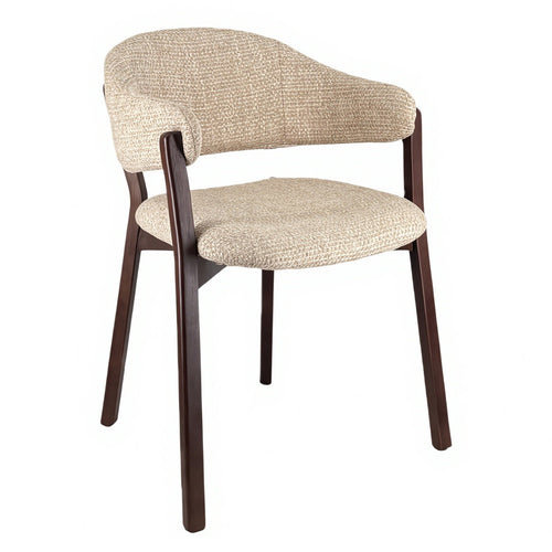 DÉJA Living Eetkamerstoel Uppsala - Taupe/Walnoot - Set van 2