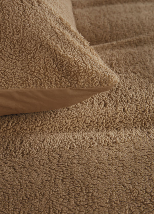 Ambiante Plush Teddy dekbedovertrek - Eenpersoons - 140x200/220 - Bruin - vtwonen shop