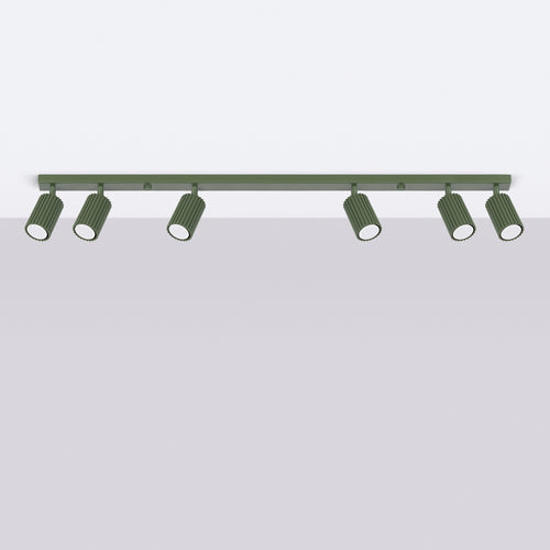 Sollux Lighting Plafondlamp KARBON 6L olijfgroen - 117x6,5x16,5cm
