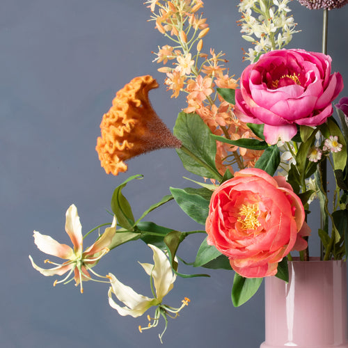 Madame Fleurie Midsummer Dream Boeket inclusief Vaas – Luxe Zijden bloemen in Zomerse Kleuren - 19,5cm x 30,5cm