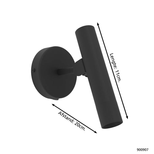 EGLO wandlamp Almudaina - led - 20 cm - zwart - staal
