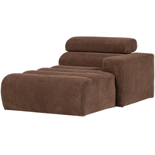 WOOOD chaise longue element arm rechts Novi - Ribstof - Mokkabruin - 86x109x173 - vtwonen shop