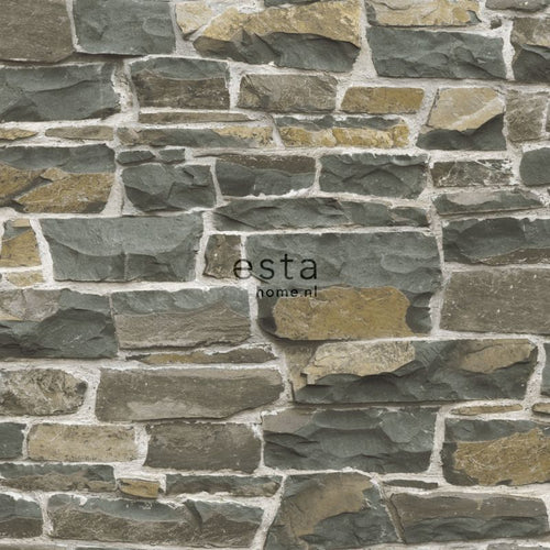 ESTAhome behang stenen muur bruin - 53 cm x 10.05 m - 138522
