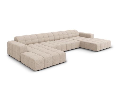 Cosmopolitan Design Panoramische bank Chicago 6-zits, chenille beige - 167x375x78cm