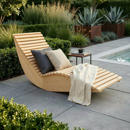HOME DELUXE Golvend houten ligstoel WOLGA - 60 cm