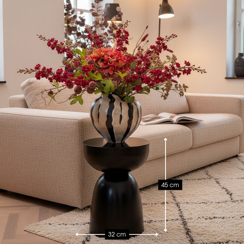 Mica Decorations Elliot Bijzettafel - Bijzettafel Rond H45 x Ø32 cm - Bijzettafeltje voor Woonkamer of Slaapkamer - Ideaal als Plantentafeltje - IJzer