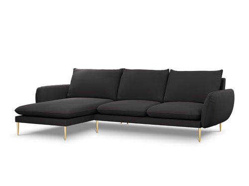 Cosmopolitan Design linker hoekbank Vienna 5-zits, boucle, zwart - 170x255x95cm