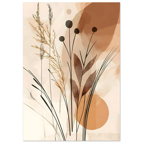Artfulprints Poster met Lijst Boho – Golden grass   - 50x70 cm - Bruin